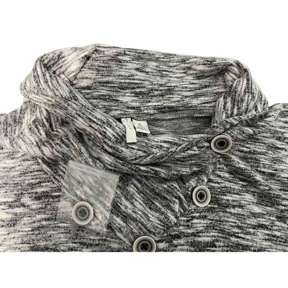 Est.‎ 1946 ASYMMETRICAL BUTTON COLLAR TUNIC KNIT TOP GRAY HEATHER - Picture 5 of 8